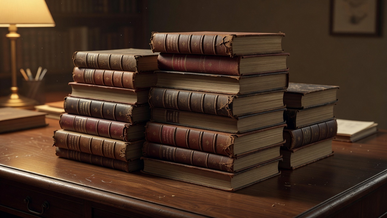 A stack of legal codes and official journals on a desk