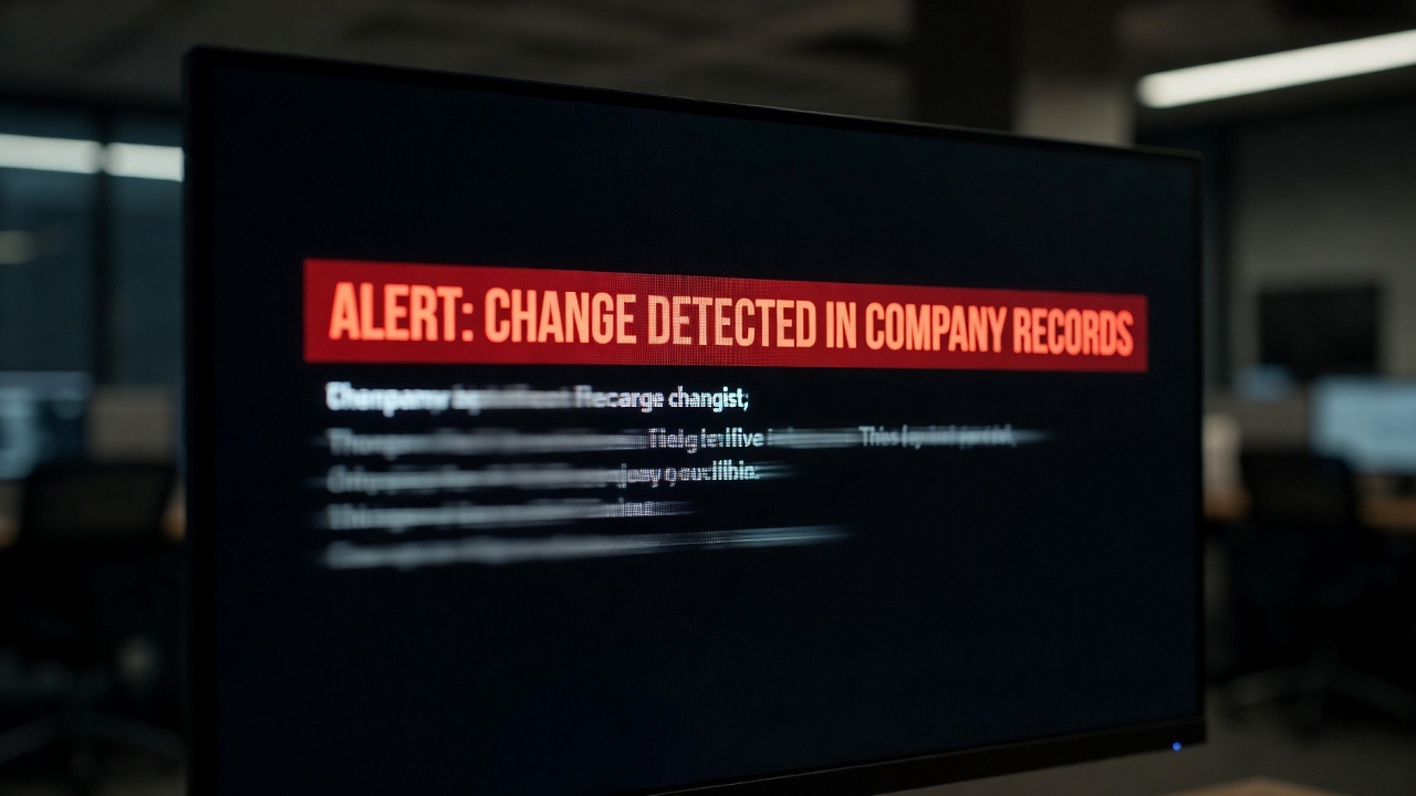 Alert monitoringowy o zmianie w danych firmy