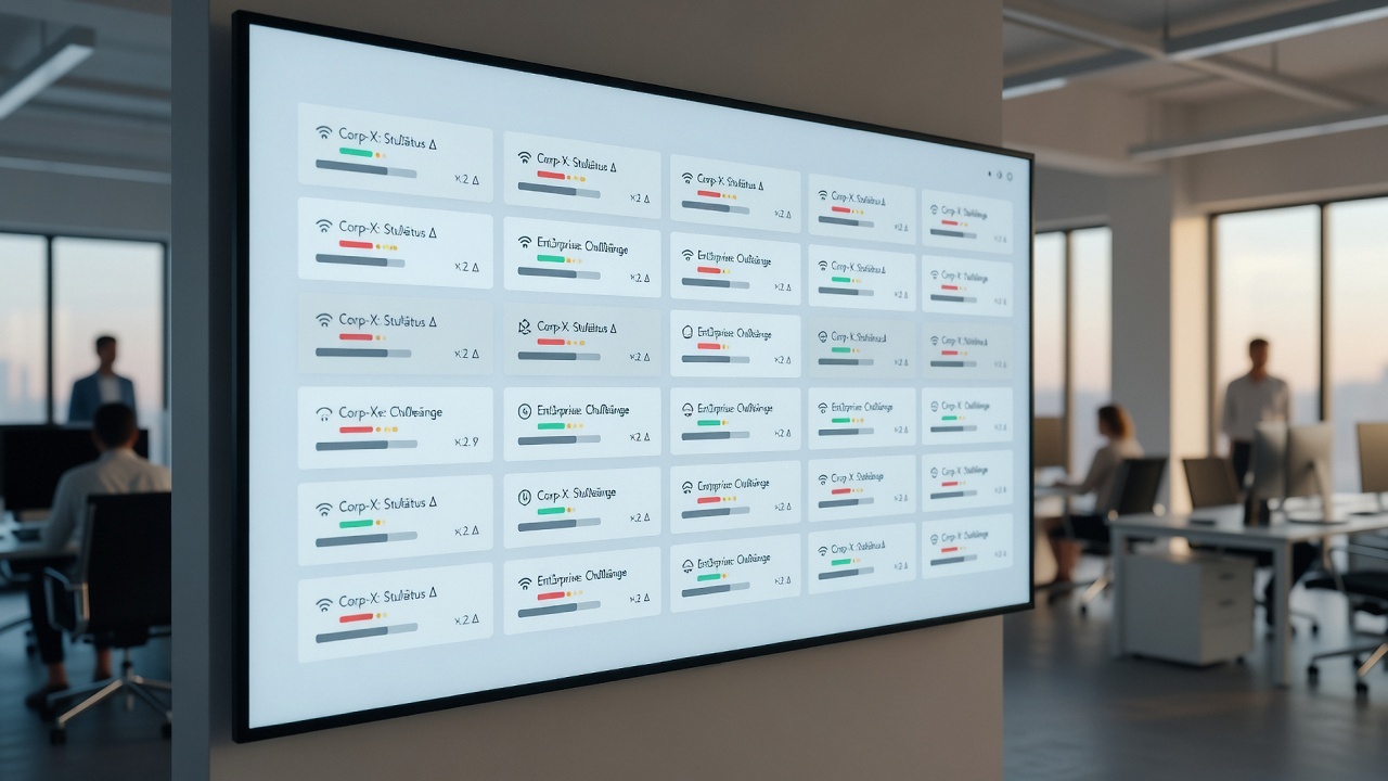 A dashboard showing monitored companies and status changes