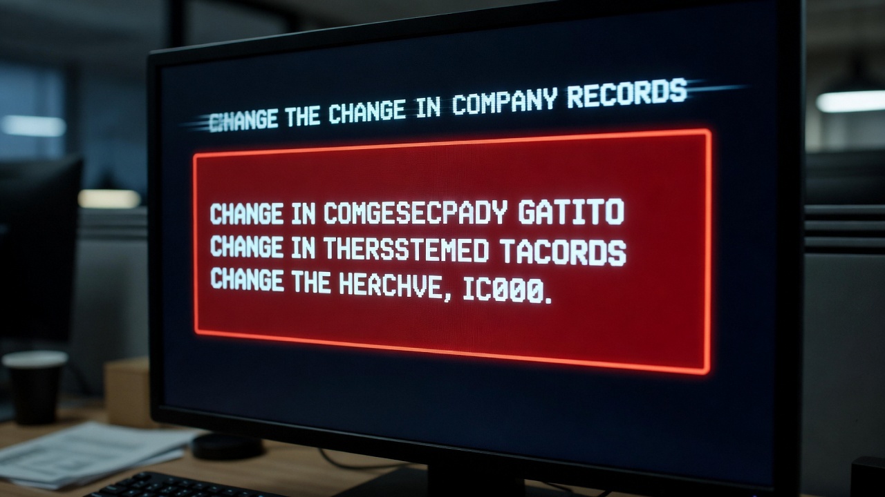 A monitoring alert about a change in a company's records