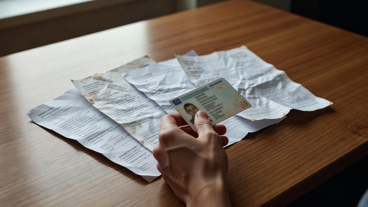 Dokument tożsamości i rachunki za media sprawdzane na biurku