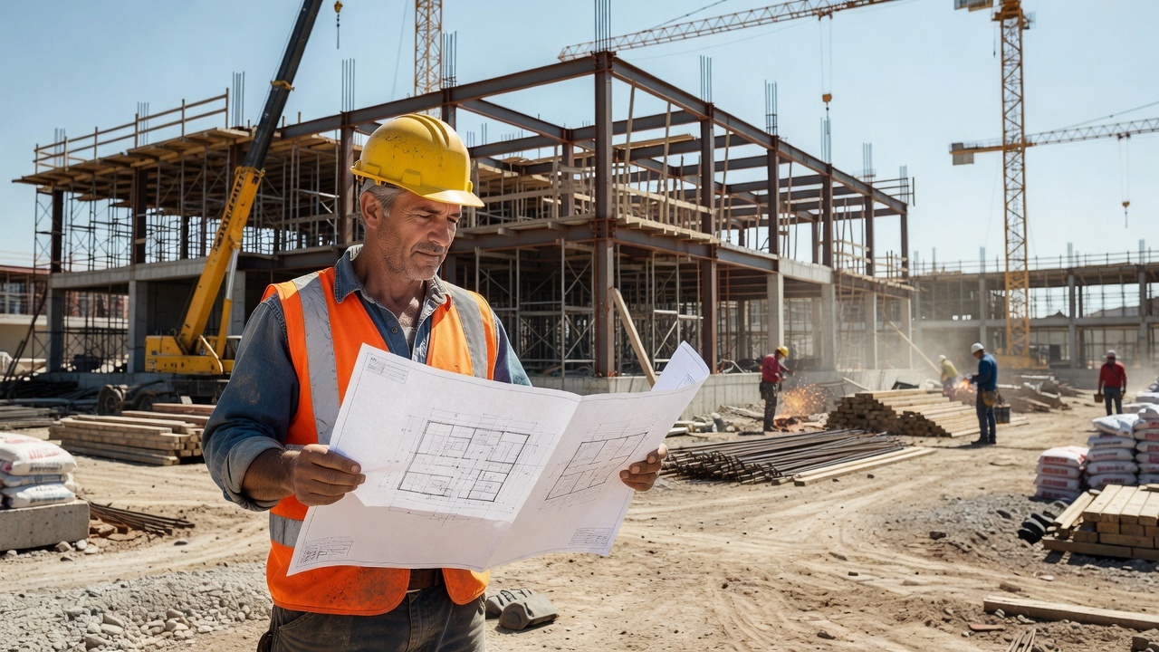 A construction site with a supervisor, symbolising building supervision