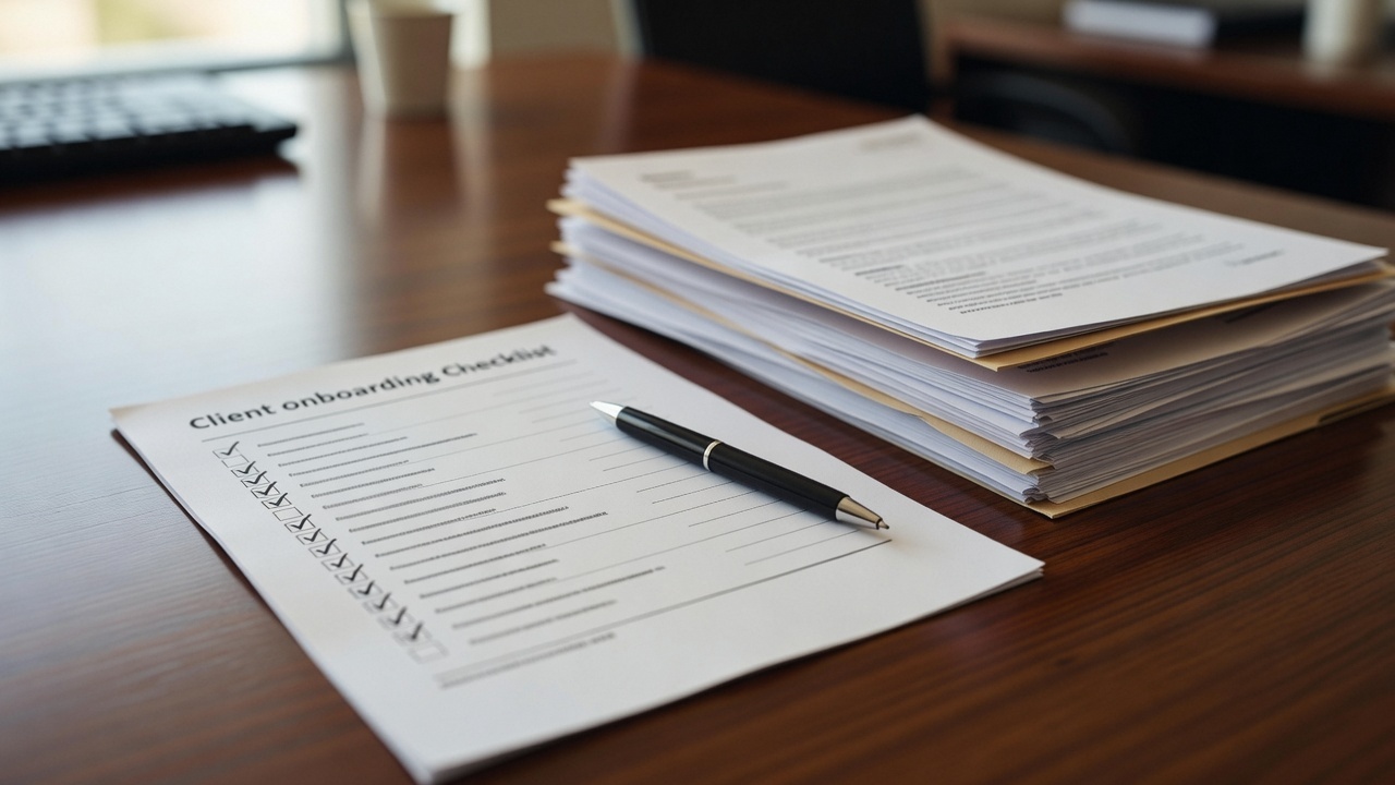 A client onboarding checklist with company documents