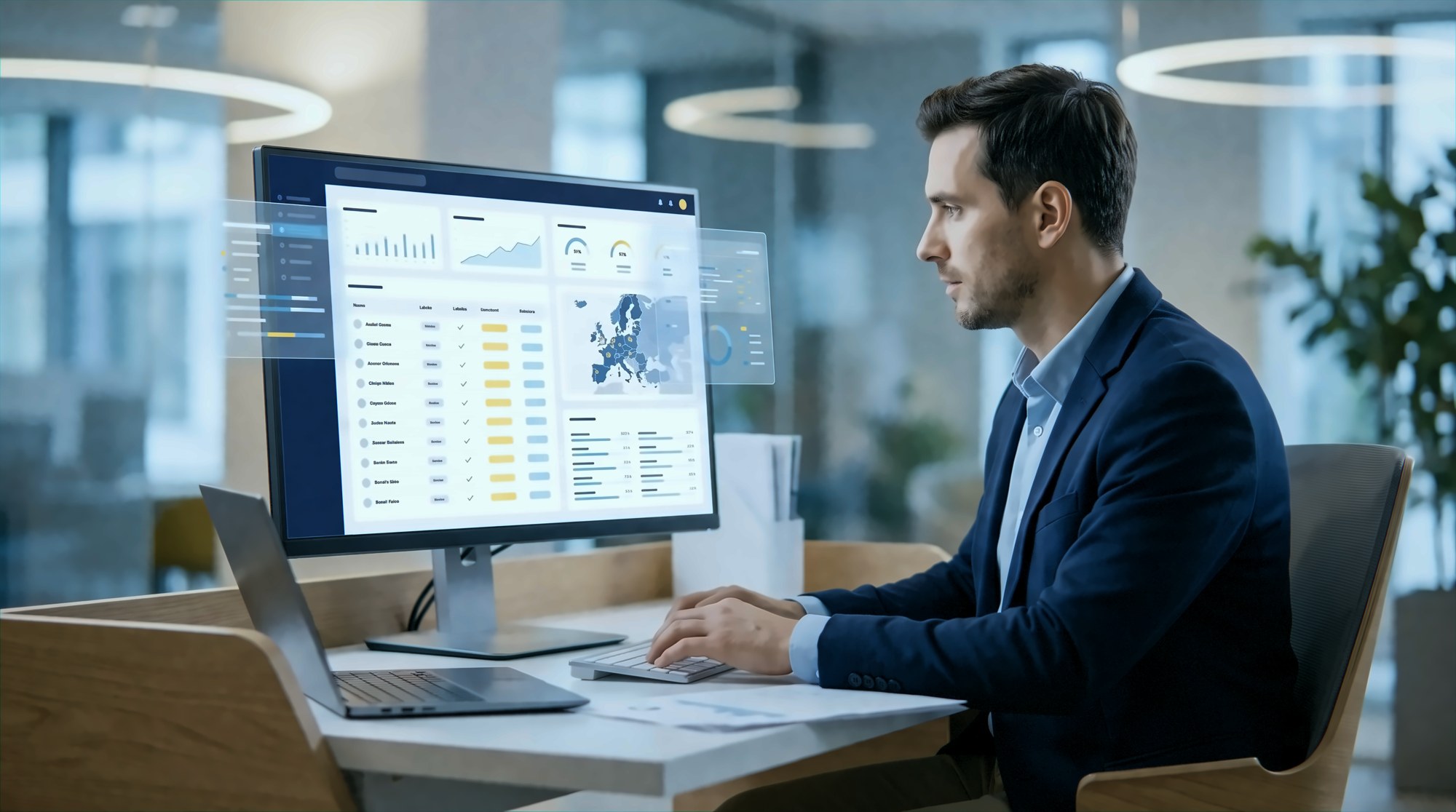 Compliance analyst reviewing a PEP screening dashboard